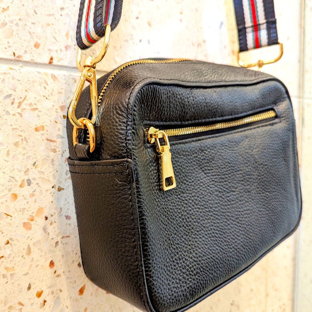 Pom Pom London Black Crossbody and Strap